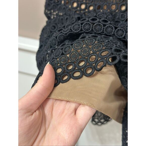 NWOT Self-Portrait Black Lace Up Ruffled Tiered Mini Dress Women's Size 8US - Picture 4 of 12